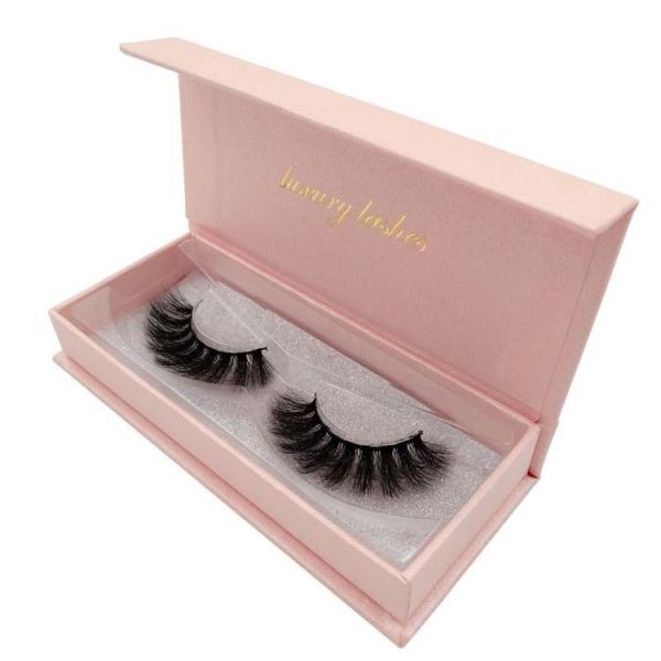 custom orange red rectangle rigid cosmetic eyelash gift paper box with magnet closure