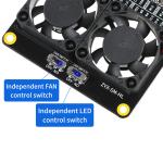 Raspberry Pi 4B Dual Cooling Fan And Auto-Color Changing LED, For Raspberry Pi