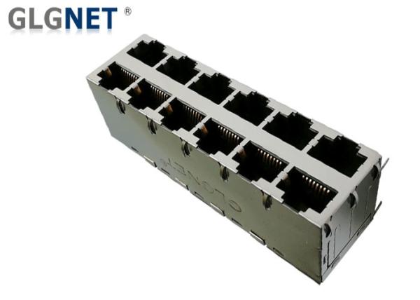 Buy Magnetic RJ45 Connector 2 x 6 RJ45 Multiple  port Connector 1000 Base -T Through Hole Mounting at wholesale prices