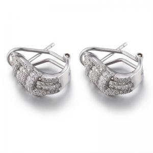 China 3.88g 925 Sterling Silver Hoop Earrings AAA 2mm Cubic Zirconia Stud Earrings on sale