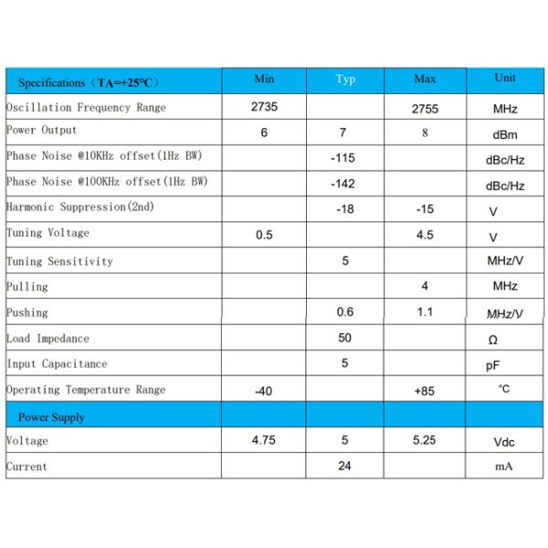 Original 12dBm 24mA YSGM27352755A Coaxial Resonator Oscillator IC Chip for Electronic Parts Frequency Range 2735-2755MHz