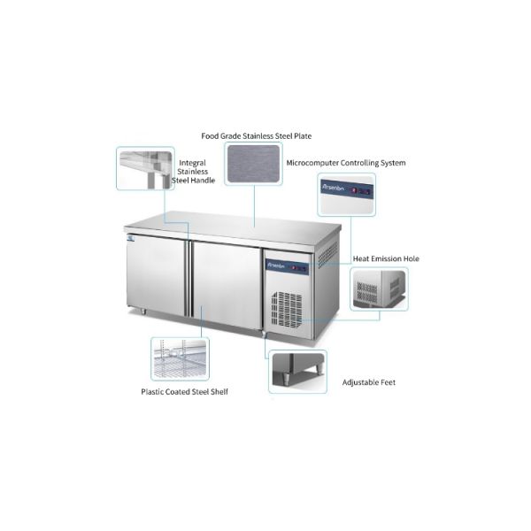 SS201/304 Under Counter Refrigerators Freezer 220V For Kitchen