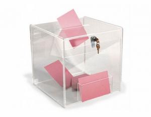 Quality 12.0 x 12.0 x 12.0Acrylic Ballot Box with Lock  Clear Square Suggestion Box for sale