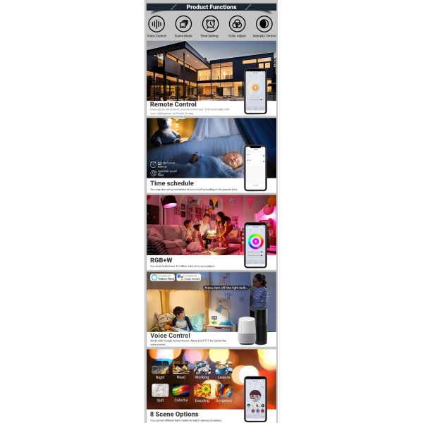 Music Wifi Color Changing Light Bulb 80Ra Stereo Audio Wifi Bulb With Speaker Remote Control