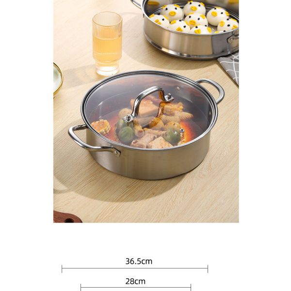 High Capacity Metal Stainless Steel Pot Steamer Food Steamer Pot Kitchen Cooking Pot With Glass Lid