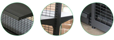 Back Net Stationery Shop Black Metal Shelf , Commercial Display Racks