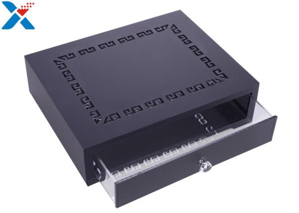 Custom Acrylic Display Case Desktop Storage Box With Drawer Hotel Hollow Pattern