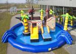 Blue Pool Kids Inflatable Floating Platform Slide , Pirate Theme Inflatable
