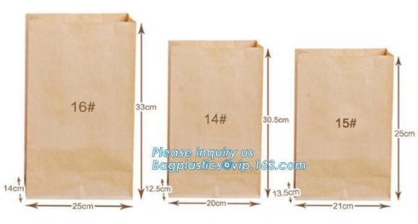 Custom Printed PE Coated White/Brown Kraft Paper,Sandwich/Bread/Cookie Paper Bag,Takeaway stand up kraft paper bread bag