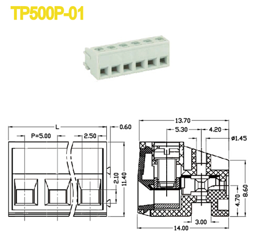 5.00mm 300V 10A 2P - 24P Pluggable Terminal block for Air Condition
