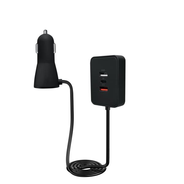 Buy Multi Port ABS Fast Charging Car Charger With Extension Cord 120W Lighter Switch Plug at wholesale prices