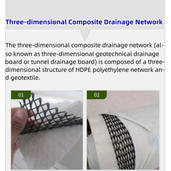 50m Length Modern Design Three-D Composite Drainage Geonet 6mm Thickness for Highways