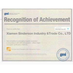 Xiamen Sinderson Industry & Trade Co., Ltd. Certifications