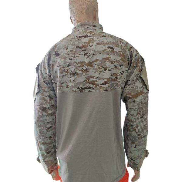 Tactical Camo Combat Shirt Half Zip Breathable Polyester Cotton