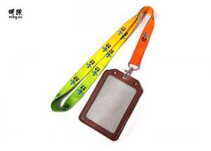 Colorful Real Leather ID Card Badge Holder Lanyard For Student