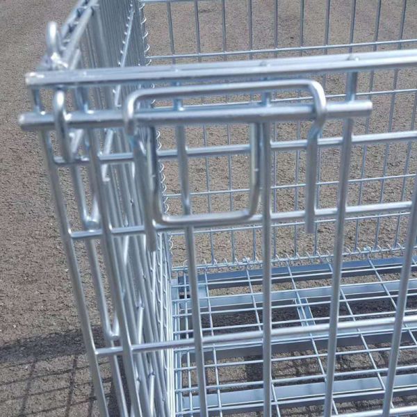 Stacking Folding Steel Wire Container Galvanized For Transfer And Storage