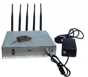 Quality Remote Control Cell Phone Signal Jammer / Power Adjustable Cell Signal Blocker Metal Shell for sale
