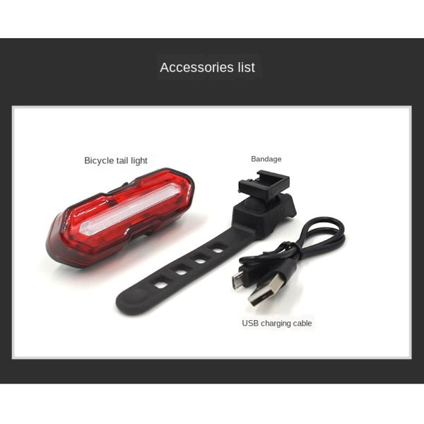 LED Waterproof Usb Rechargeable Bicycle Tail Light Mountain Smart Bicycle Tail Light 42.3g