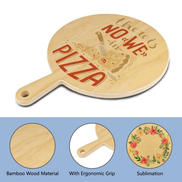 Custom Wood Cutting Board Kitchenware DIY Plywood Sublimation Pizza Cutting Board With Handle