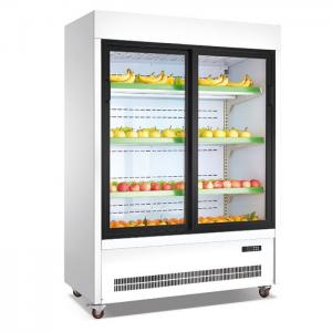 China Vertical Commercial Fruit Display Cooler 1300L 220V/50Hz Power Supply on sale