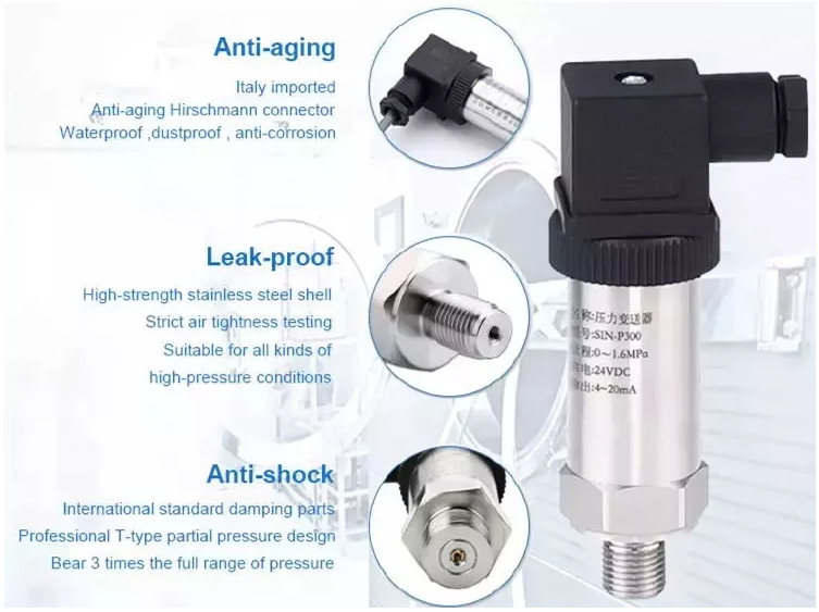 4 20mA 10V 250 PSI Micro Fused Strain Gauge High Pressure Transmitter For Water Oil