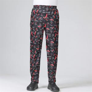 Quality Restaurant Kitchen Print Chef Pants Elastic Waist With Zipper Fly for sale
