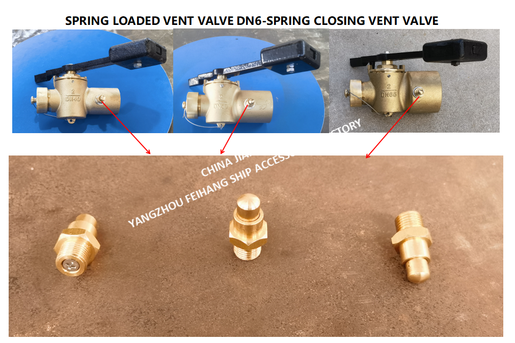 DN6 Brass Spring Loaded Vent Valve with Marine Application and Self-Closing Mechanism