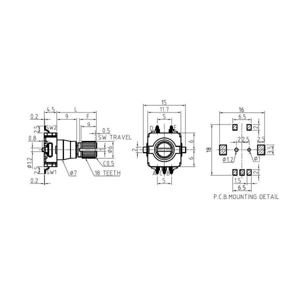 Ec11 Rotary Incremental Switch Encoder with Long Switch Travel Metal Shaft