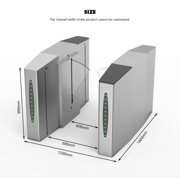 25W Flap Barrier Turnstile Gate With Card Reader Infrared Mechanical Anti Pinch