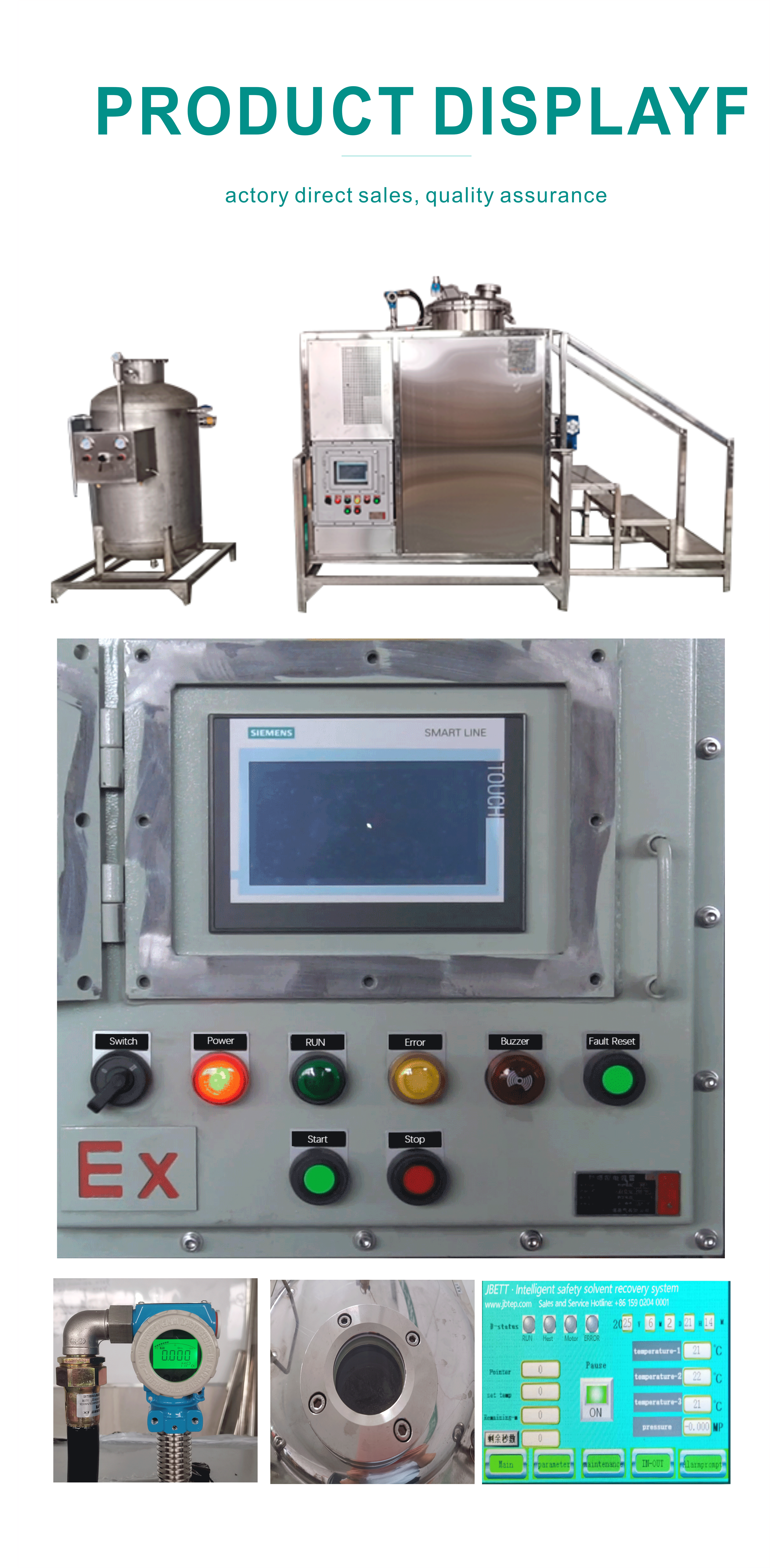 300L Stainless Steel Simple Operation Solvent Distillation Machine Recycling Of Dirty Solvents Such As Ethanol IPA And NMP