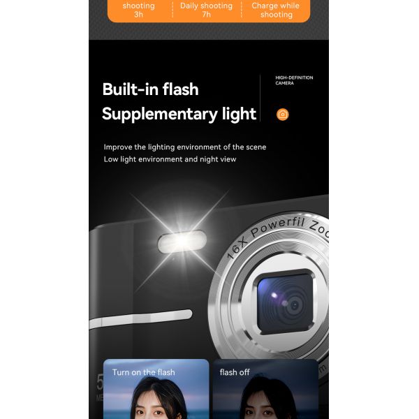 50MP FHD 16x Digital Zoom Camera 4k Video Shooting Camera For Kid Student