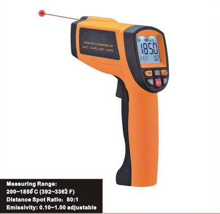 Precise non-contact safe laser IR thermometer, Handheld infrared thermometer 200 ~ 1850℃