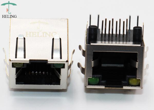 Buy 8P8C Shielded Modular Connectors DIP R / A Side Entry With GRE / YEL LED Indicator Pipe at wholesale prices