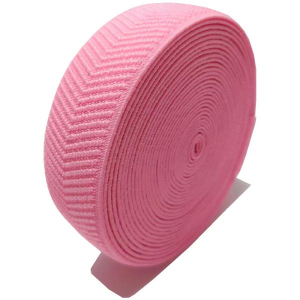 Buy Pink Herringbone Webbing Polyester Elastic Band 3.5cm Width at wholesale prices