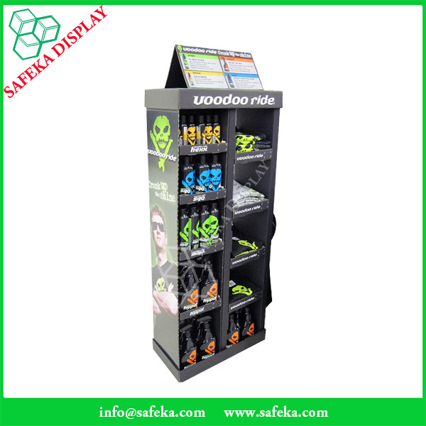 8 pockets Paper material cardboard stands corrugated display racking for water bottle