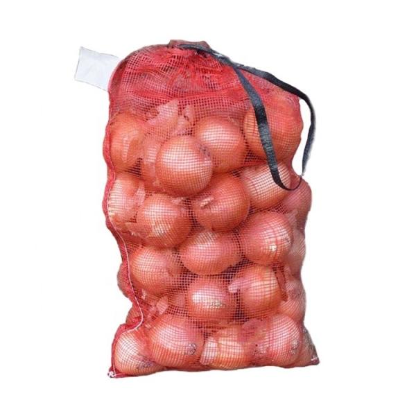 Buy Small White Plastic Leno Net Onion Sack with Draw String Custom Order Accepted at wholesale prices