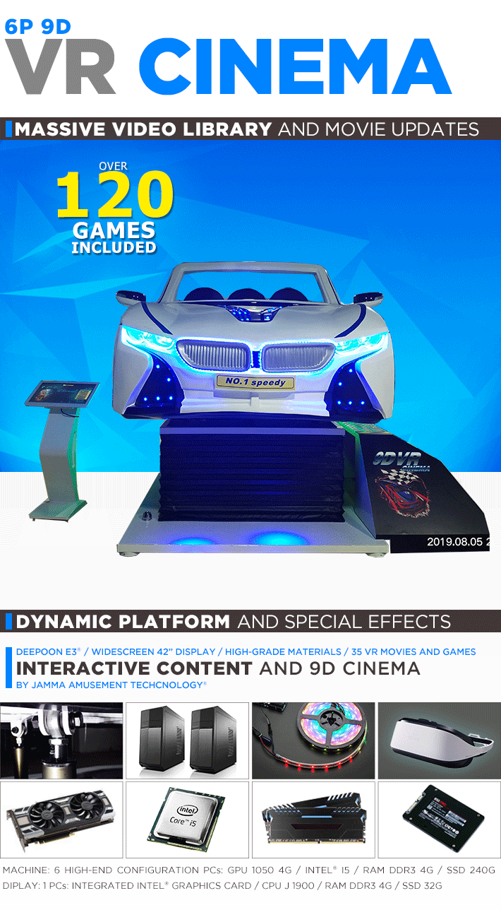 Multiplayer 6P BMW Car 3 DOF 9D Virtual Reality Simulator / 5D VR Cinema