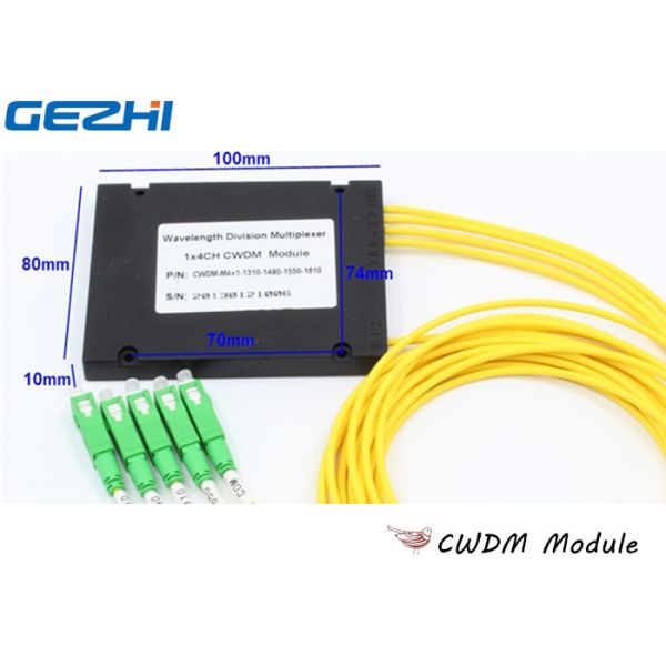 Yellow 1x4 CWDM Mux Demux ABS type for Line Monitoring , 1270~1610nm Wavelength