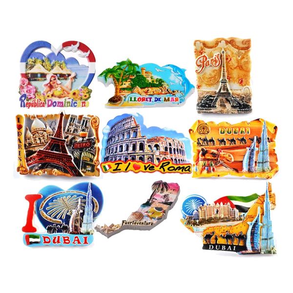 Round Epoxy Custom City 3d Printing Magnets For Refrigerator