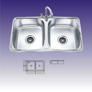China Double Rectangular Bowl Undermount Stainless Steel Kitchen Sinks With Faucet on sale