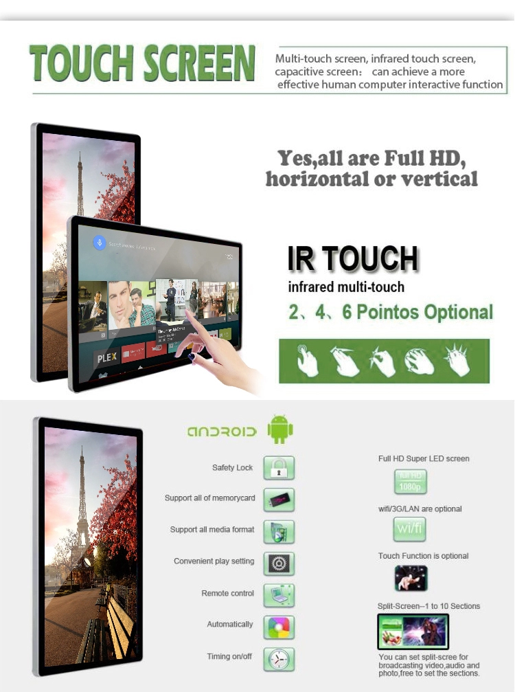 Free Standing 55" 500cd/m2 LCD Digital Signage Display