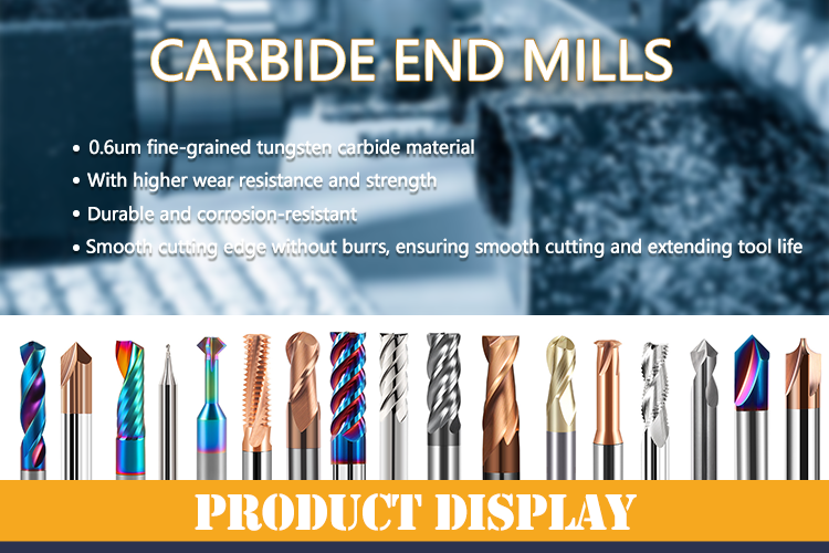 65HRC Full-thread Tungsten Carbide End Mill with 35 Degree Helix Angle for M2, M3, M4, M6 Threading