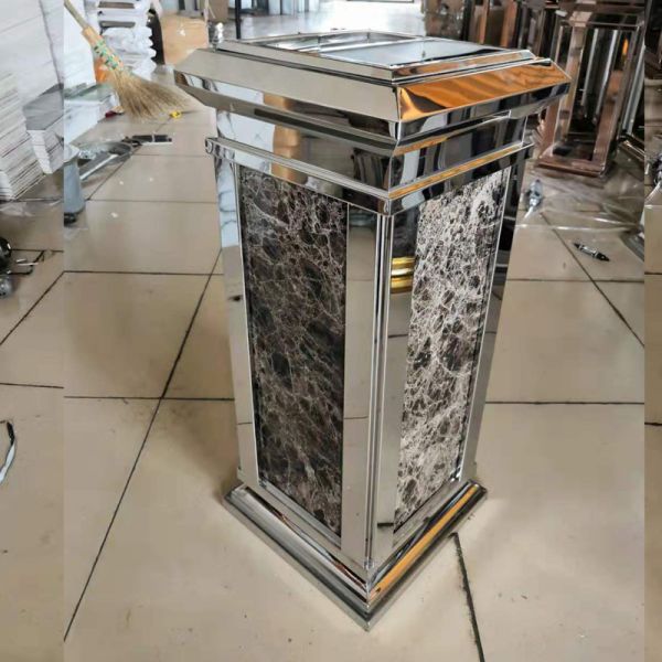 Customized Hotel Lobby Trash Cans Stainless Steel Trash Can For Shopping Mall Corridor
