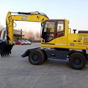 China Yellow Wheeled Mini Excavator YUCHAI Engine Small Digging Machine on sale
