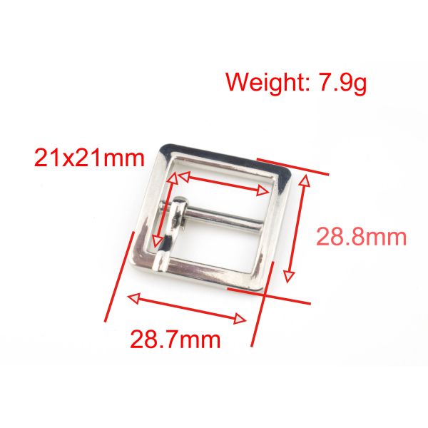 High Polished Center Bar Roller Buckle , 21mm Inner Size Heel Bar Belt Buckles