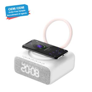 China 6 in 1 Bt Music Speakers With Lamp Wake up Light Alarm Clock Wireless Charger Stand Ideal on sale