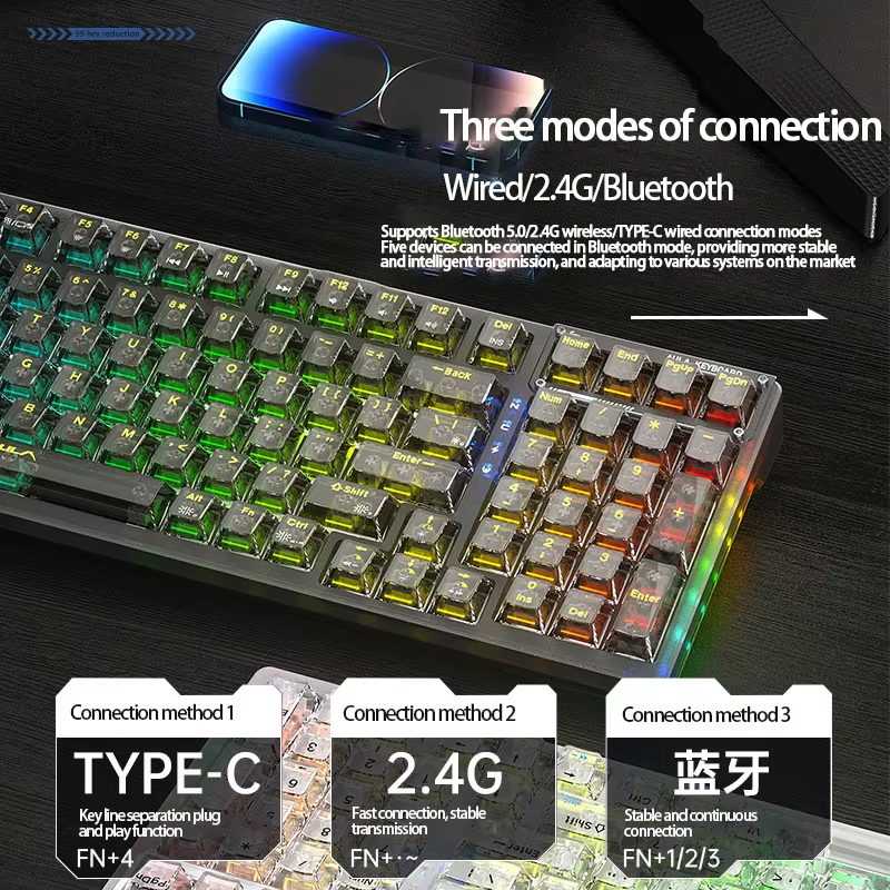 RGB Backlight Magnetic Axis Keyboard with N-Key Rollover and Adjustable Feet for Windows and Mac
