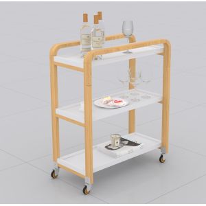 Quality White MDF Movable Dining Table With Wheel Assembled package for sale