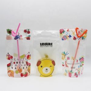 Transparent ISO9001 Liquid Spout Pouch 100 Microns ziplockk Drink Pouches