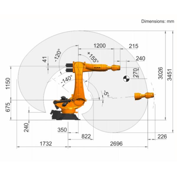 Second hand pick and place robot 6 axis used robot arm KR 210 R2700 EXTRA with KUKA KR C4 controller for kuka robot